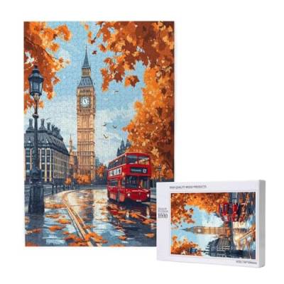 Puzzle Herbst,Puzzle 1000 Teile London Holzpuzzle Erwachsene mit Geschenkbox und Poster,Schwieriges,Unterhaltsames,Herausforderndes,Geeignet für Anfänger ab 14 Jahren,Geschenke für Frauen M-1693 von Yeogcohe